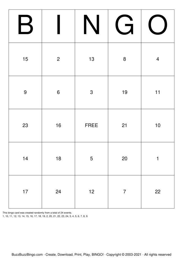 Download Free Custom Bingo Cards