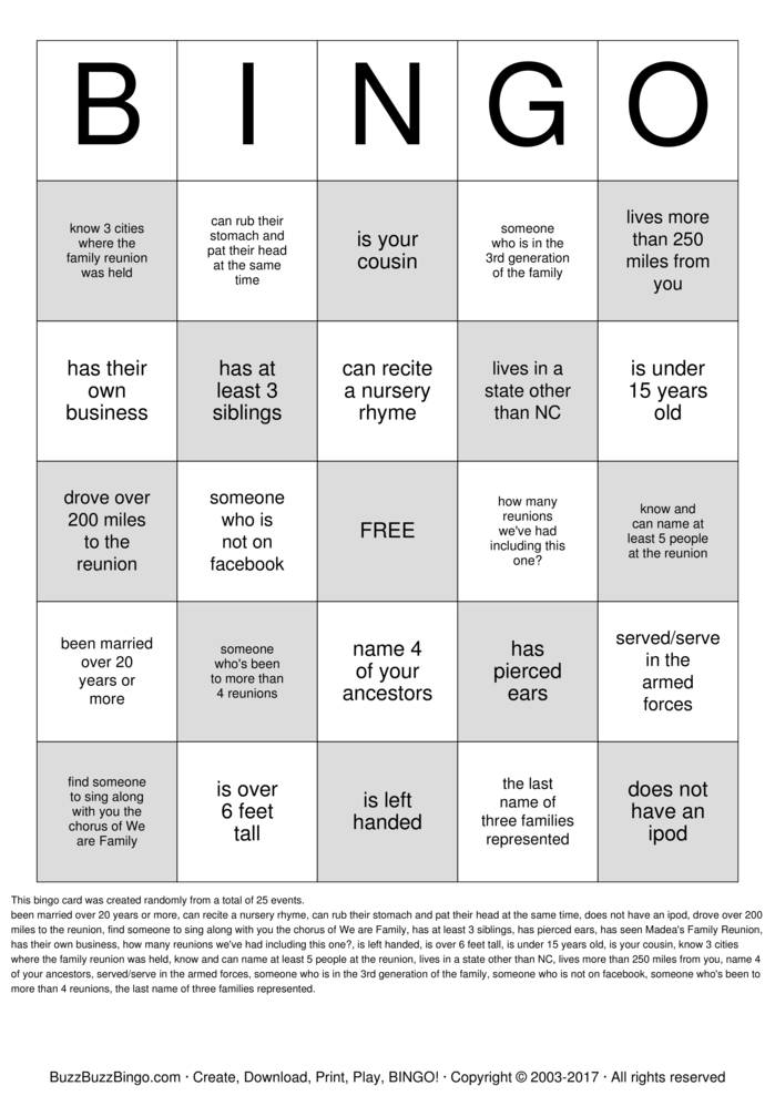 bluntson family reunion bingo cards to download print and customize