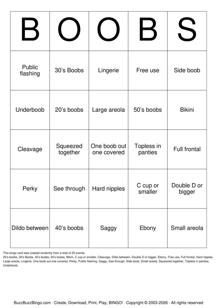 Download Free Boobs Bingo Cards Download Free Boobs Bingo Cards