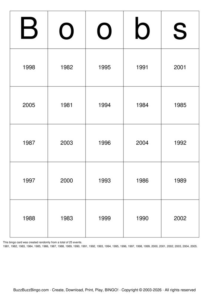 Download Free Boobs Bingo Cards