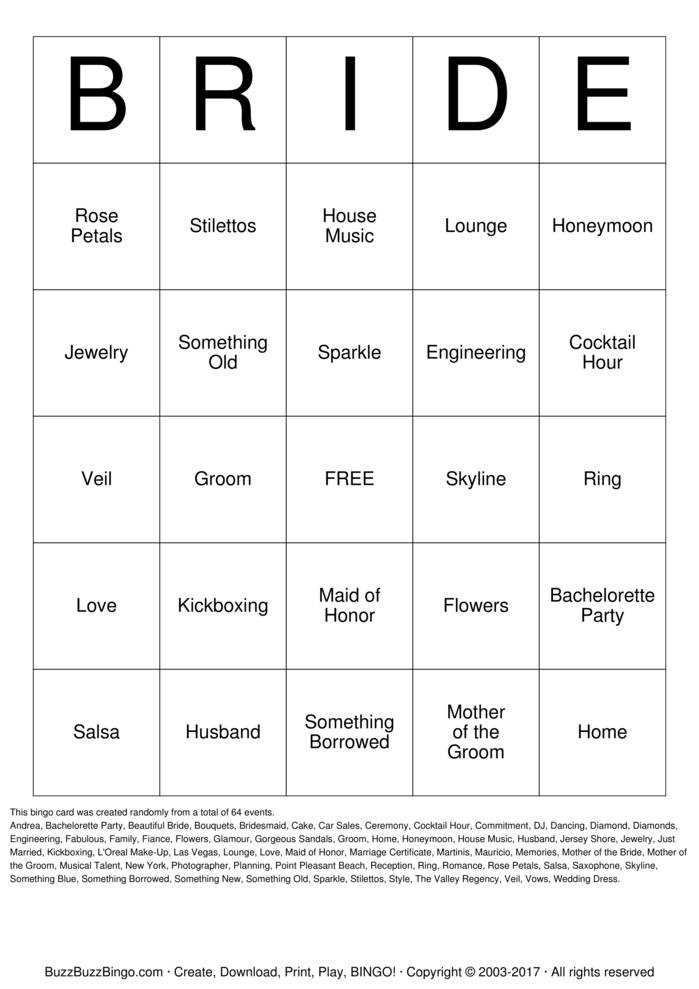 Bridal Shower Bingo Cards to Download, Print and Customize!