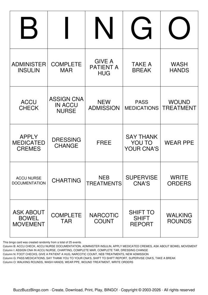 Download Free CNA Bingo Cards Download Free CNA Bingo Cards