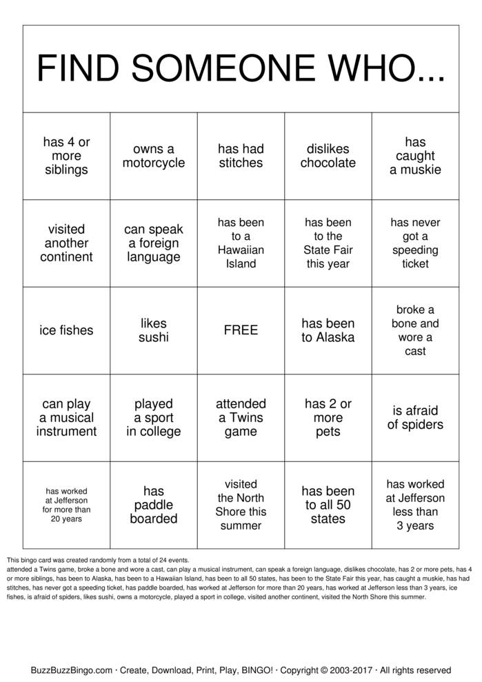 Download Free Custom Bingo Cards