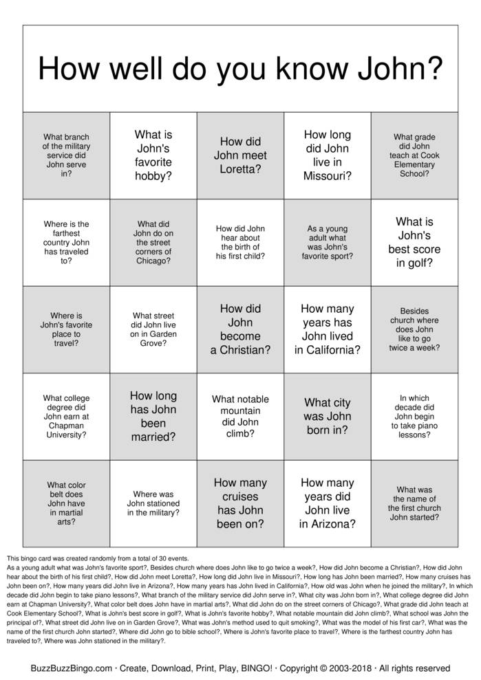 Download Free Custom Bingo Cards Download Free Custom Bingo Cards