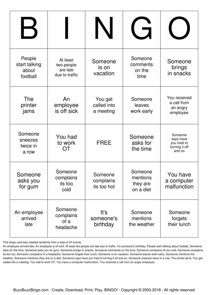Download Free Custom Bingo Cards