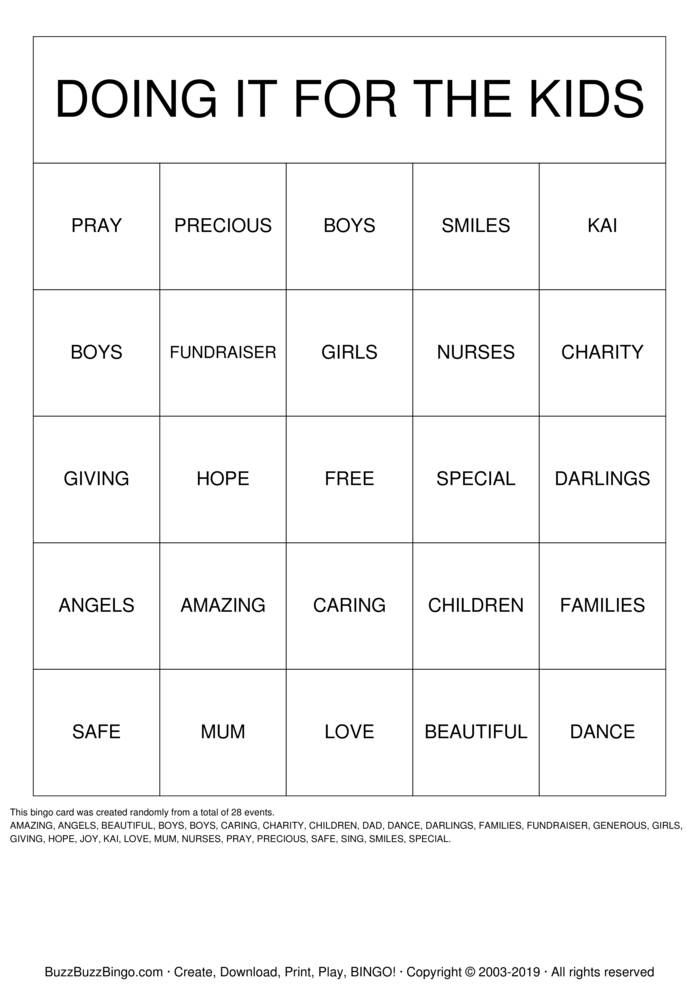 Download Free Custom Bingo Cards