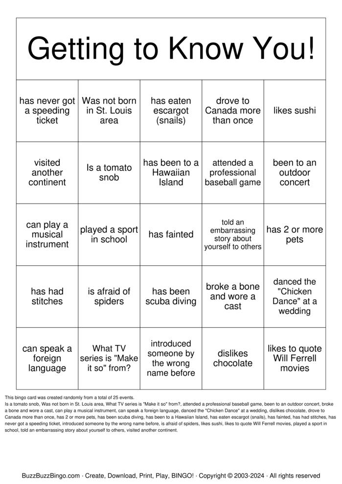 Download Free Getting to Know You! Bingo Cards Download Free Getting to Know You! Bingo Cards
