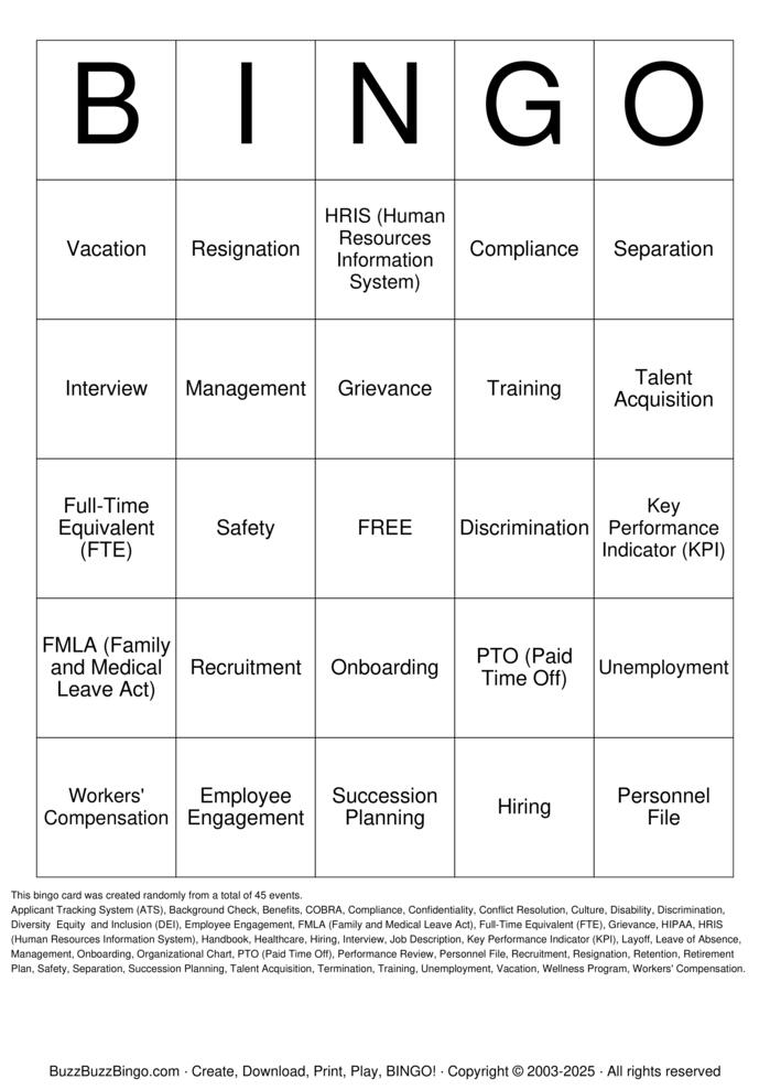 Download Free HR Buzzword Bingo Cards Download Free HR Buzzword Bingo Cards