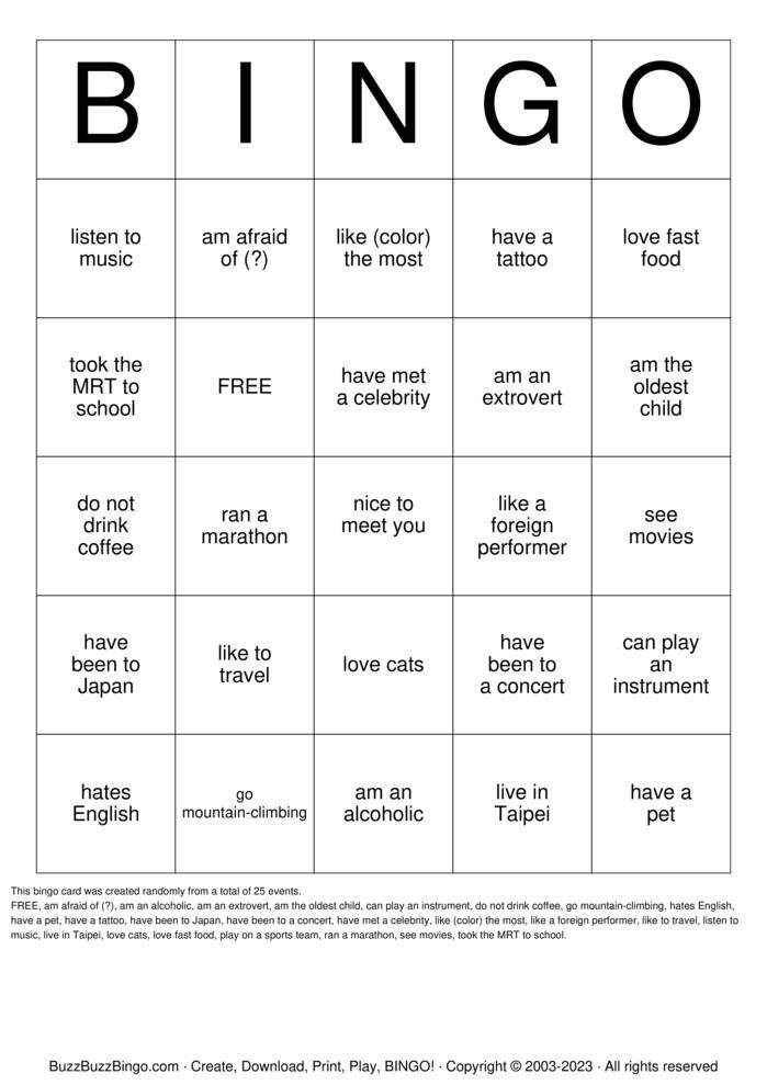 Download Free ICEBREAKER BINGO Bingo Cards Download Free ICEBREAKER BINGO Bingo Cards