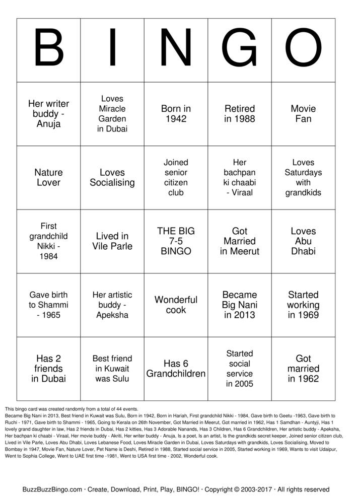 Download Free Mom's 75th Birthday Bingo Cards Download Free Mom's 75th Birthday Bingo Cards