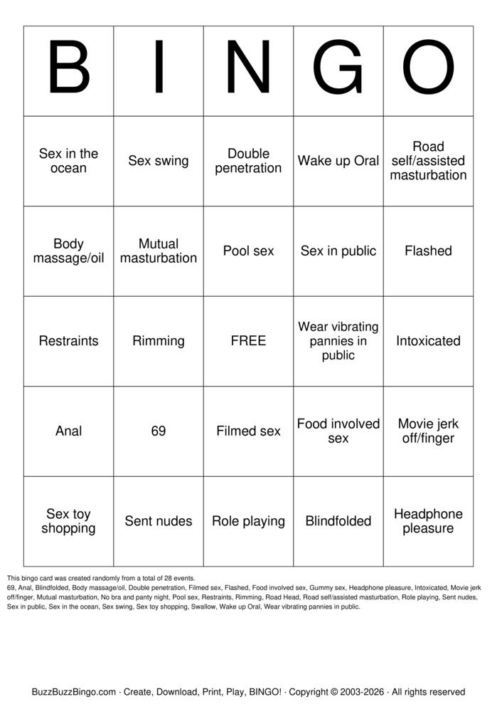 Download Free Sex Act Bingo Bingo Cards Download Free Sex Act Bingo Bingo Cards
