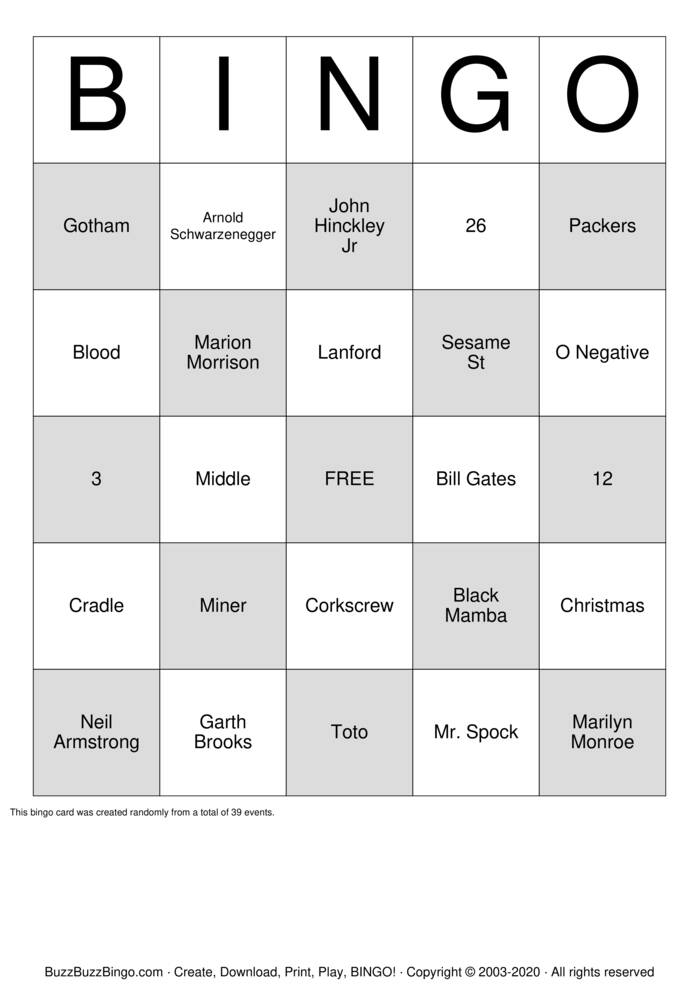 Trivia Bingo Cards to Download, Print and Customize!