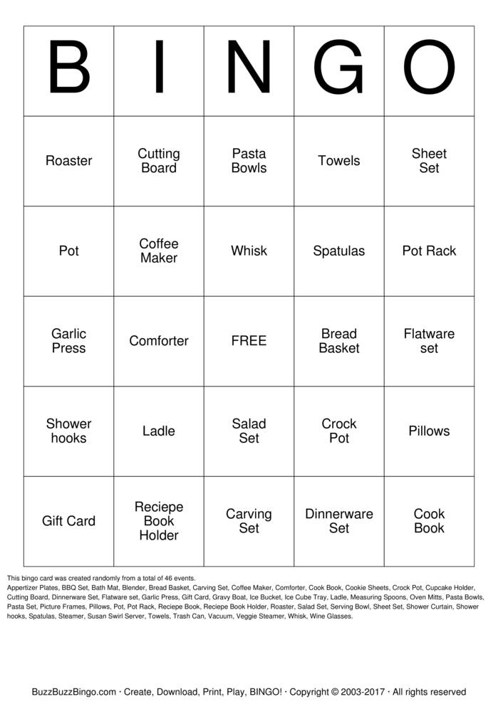Bridal Shower Bingo Cards to Download, Print and Customize!