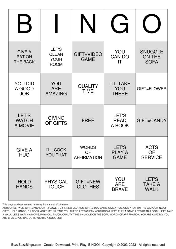 Download Free Custom Bingo Cards Download Free Custom Bingo Cards