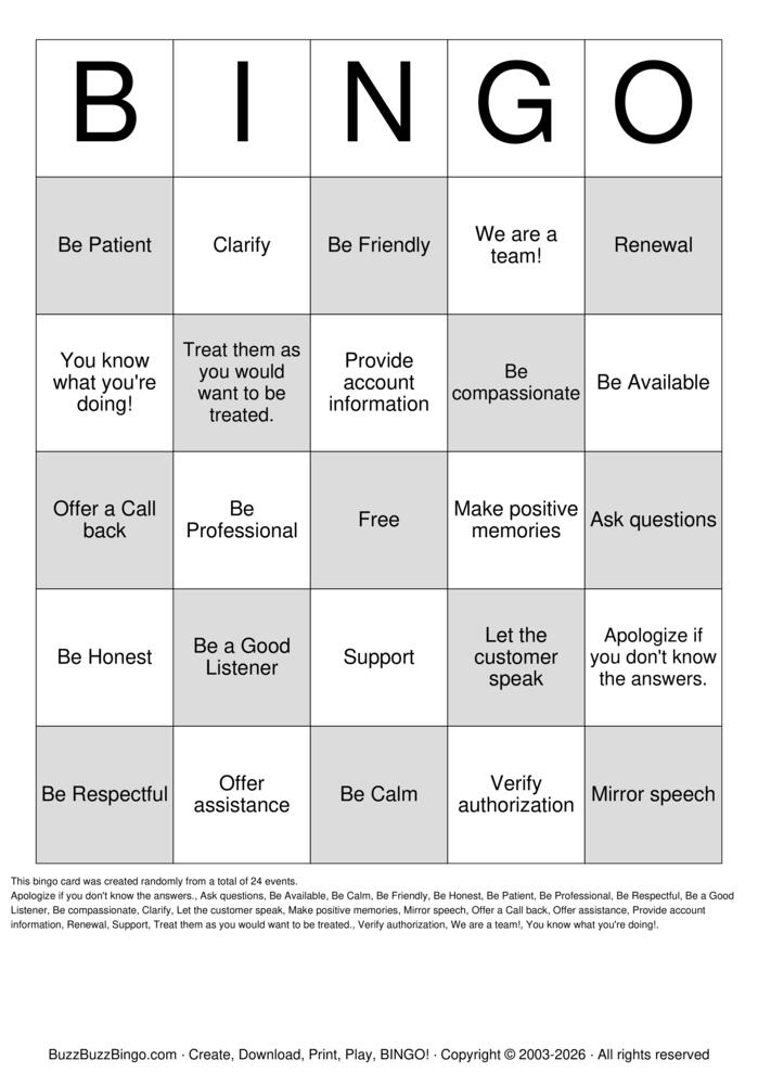 Download Free Customer Service Bingo Bingo Cards Download Free Customer Service Bingo Bingo Cards