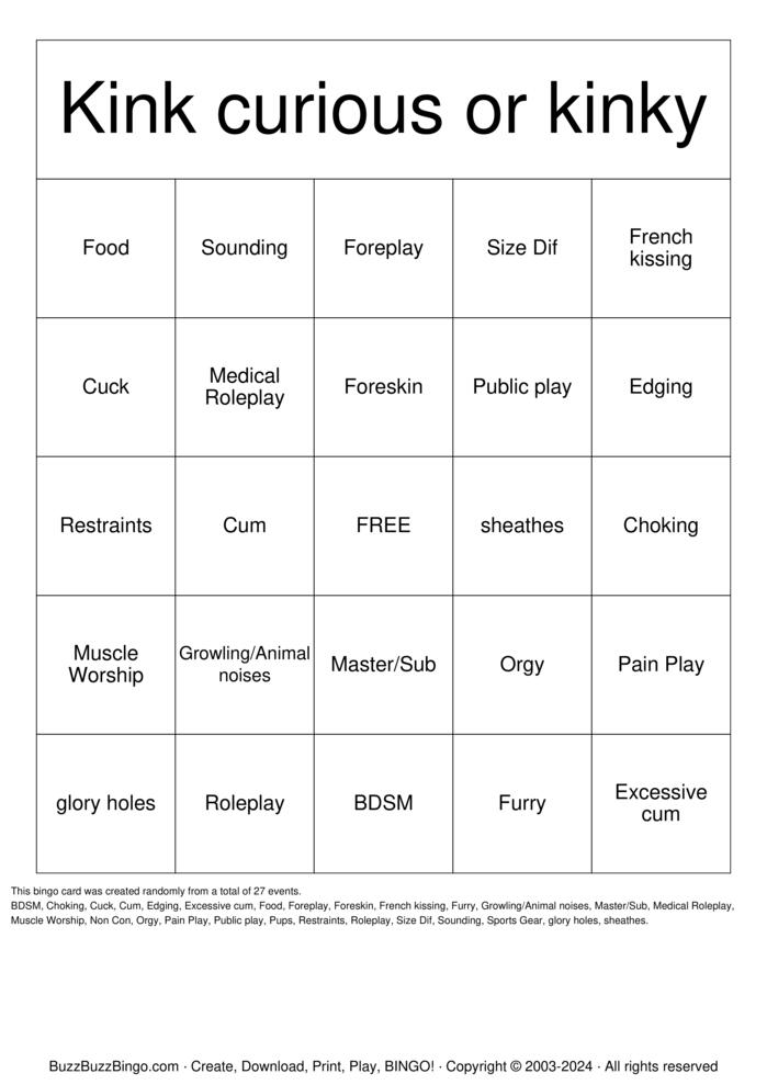 Download Free  Kink Bingo Bingo Cards