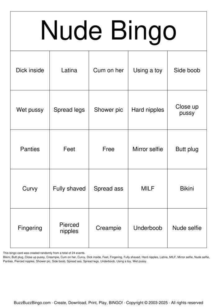 Download Free Nude Bingo Bingo Cards Download Free Nude Bingo Bingo Cards