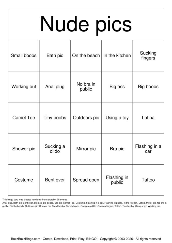 Download Free Nude Bingo Bingo Cards Download Free Nude Bingo Bingo Cards