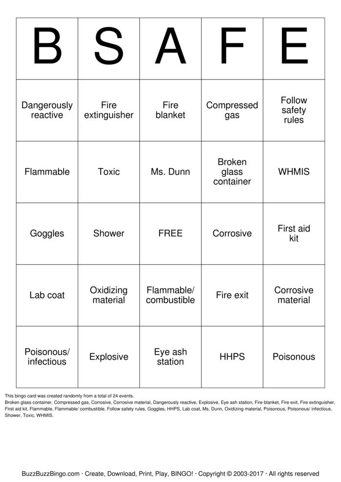 safety bingo cards to download print and customize