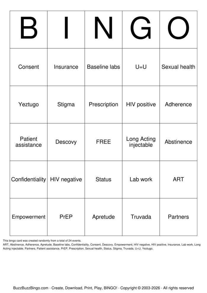 Download Free Sex Ed Bingo Cards