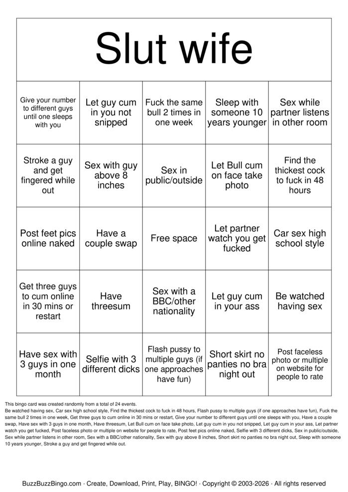 Download Free Slut wife bingo Bingo Cards Download Free Slut wife bingo Bingo Cards