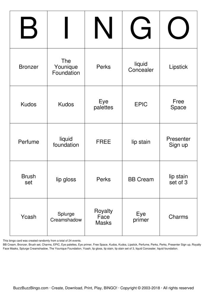 Download Free Younique Bingo Bingo Cards Download Free Younique Bingo Bingo Cards