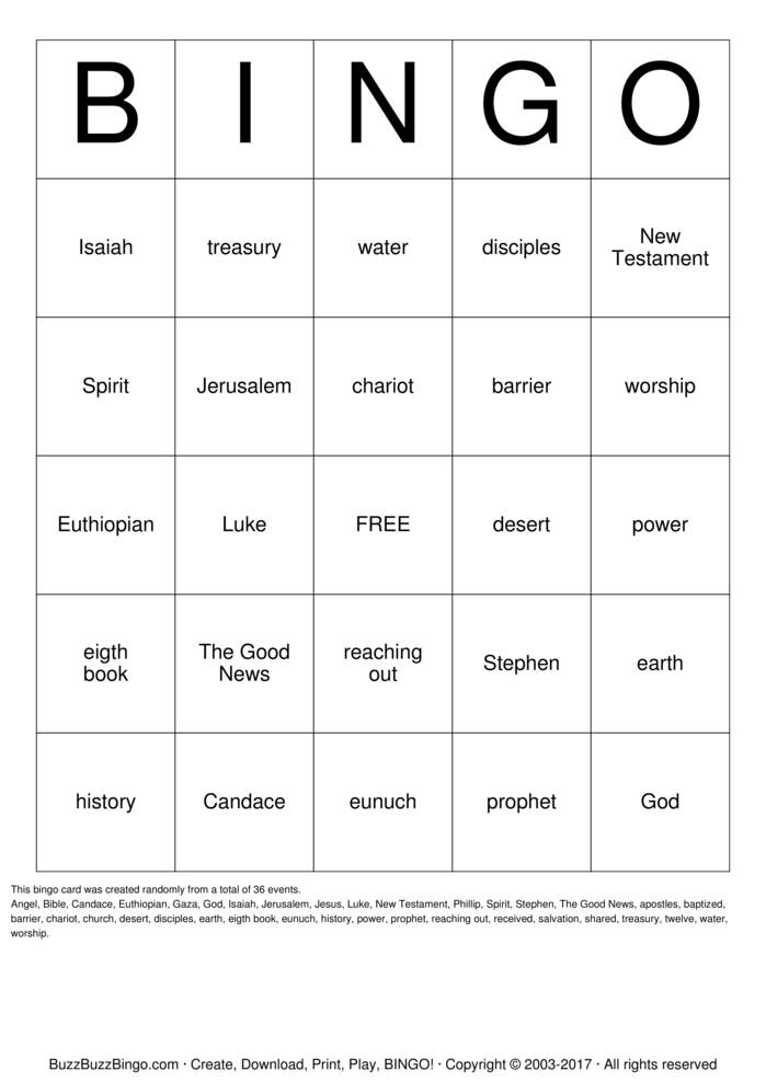 Download Free Acts Bible Bingo Cards Download Free Acts Bible Bingo Cards