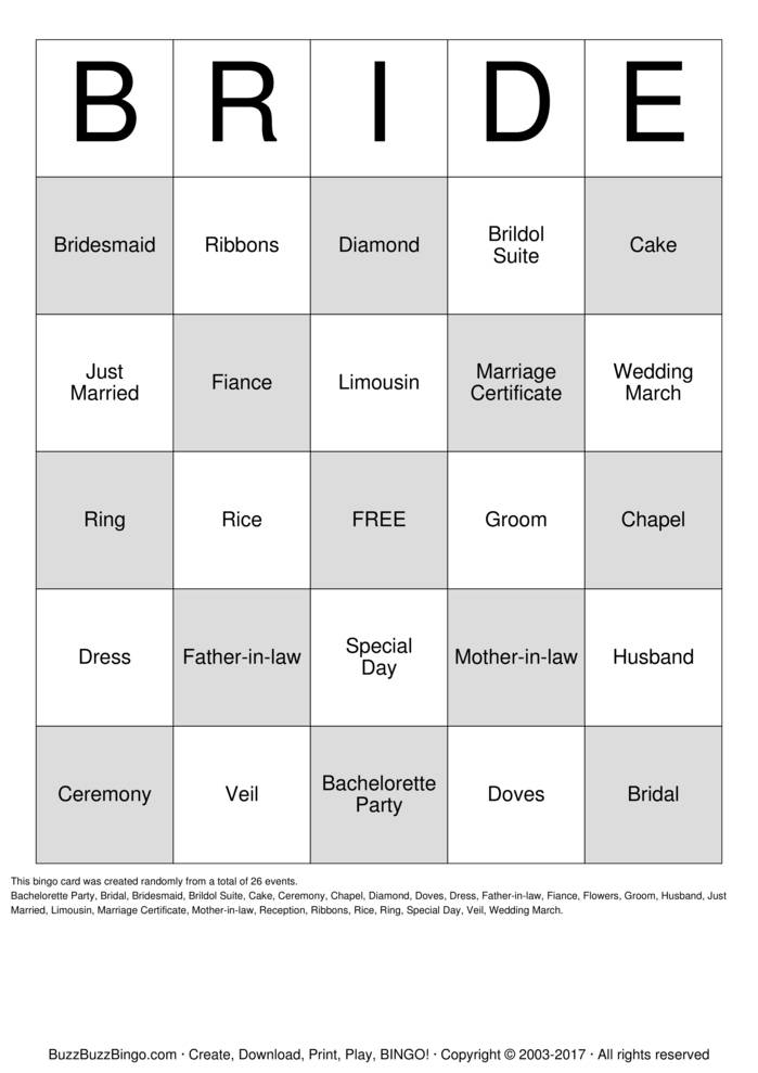 Bridal Shower Bingo Cards to Download, Print and Customize!