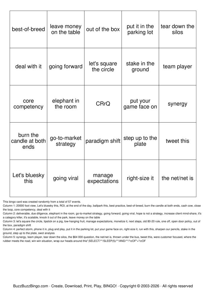 Download Free Business Buzzword Bingo Cards