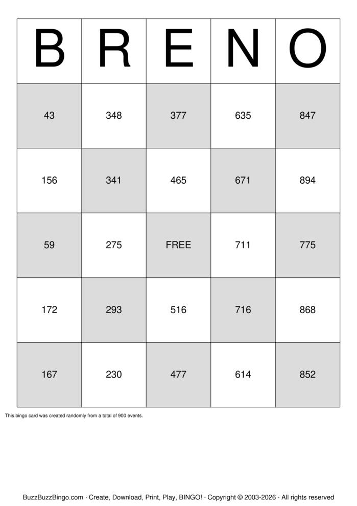 Download Free Classic Numbers 1-900 Bingo Cards Download Free Classic Numbers 1-900 Bingo Cards