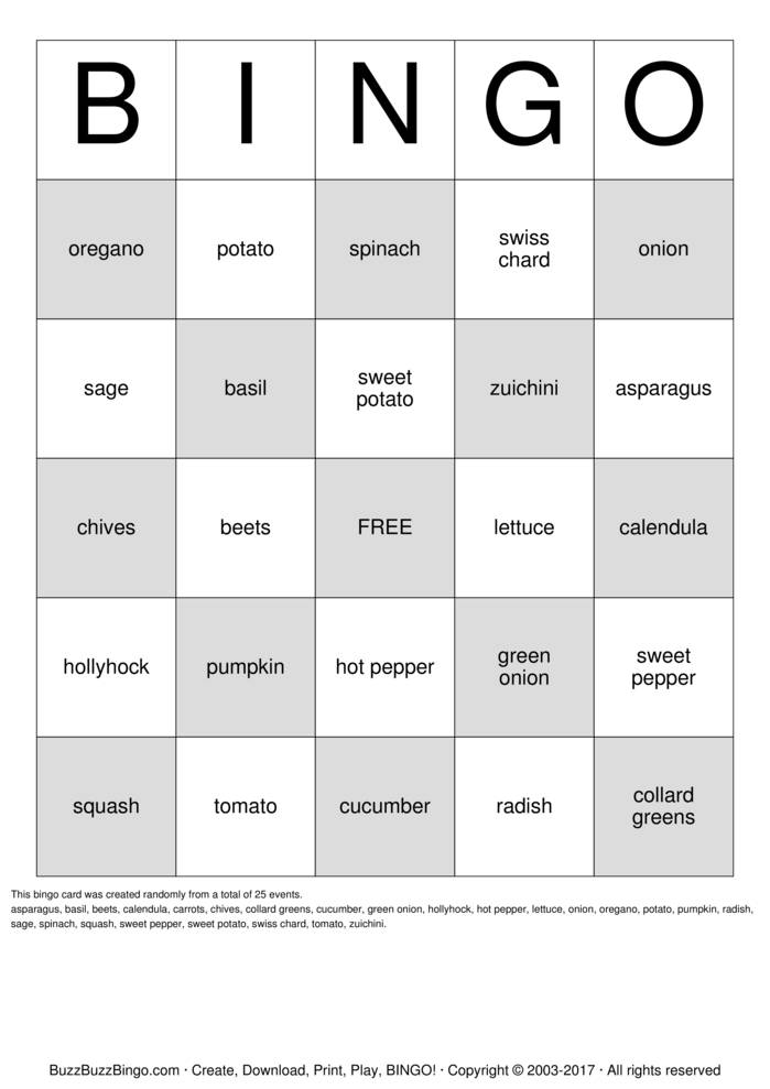 Garden Bingo Cards to Download, Print and Customize!