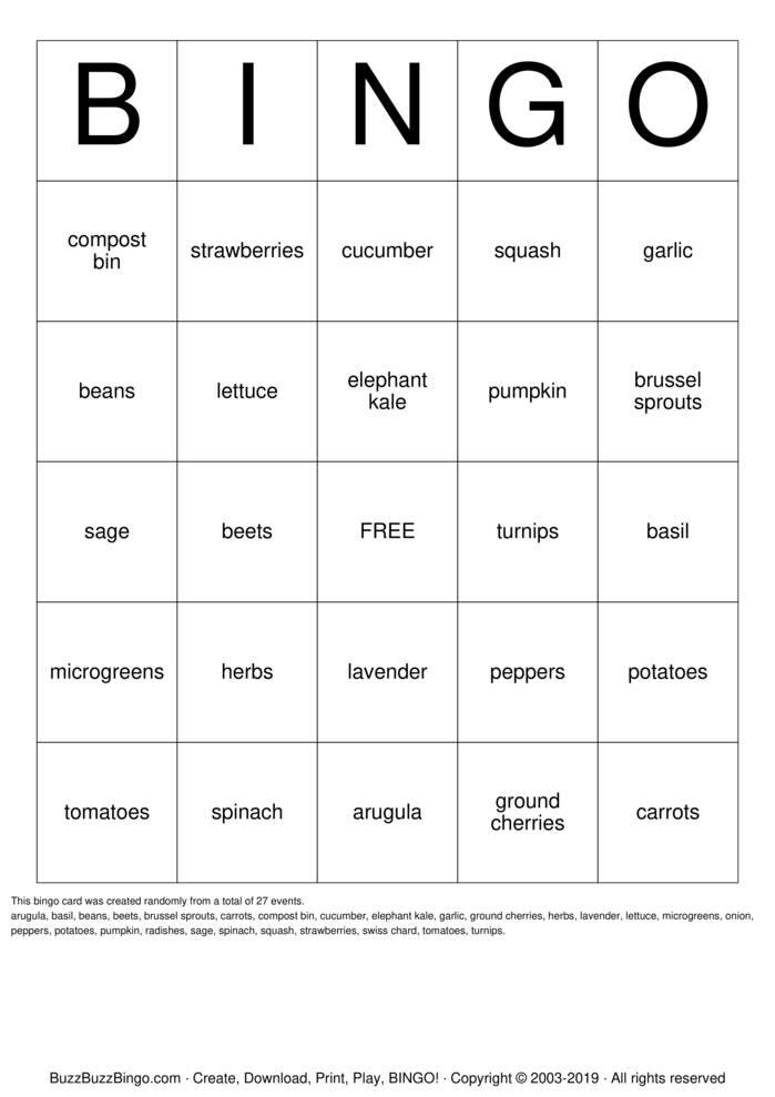 Garden Bingo Cards to Download, Print and Customize!