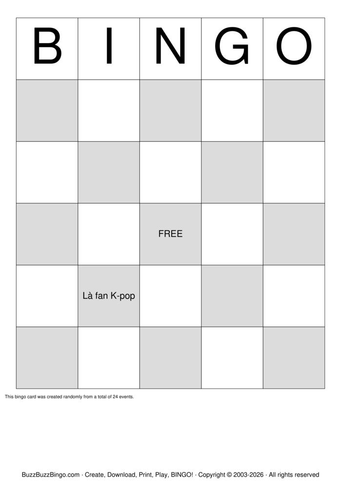 Download Free MINGO Bingo Cards