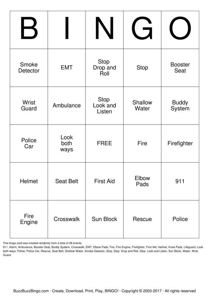 Safety Bingo Cards To Download Print And Customize 