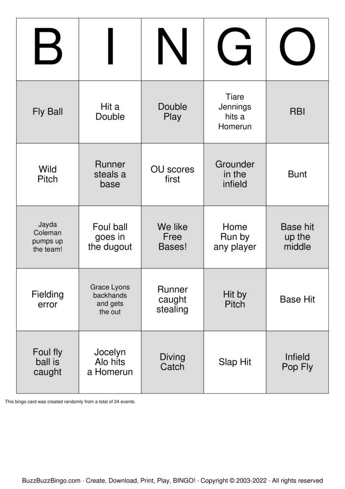 Download Free Softball Bingo Bingo Cards Download Free Softball Bingo Bingo Cards