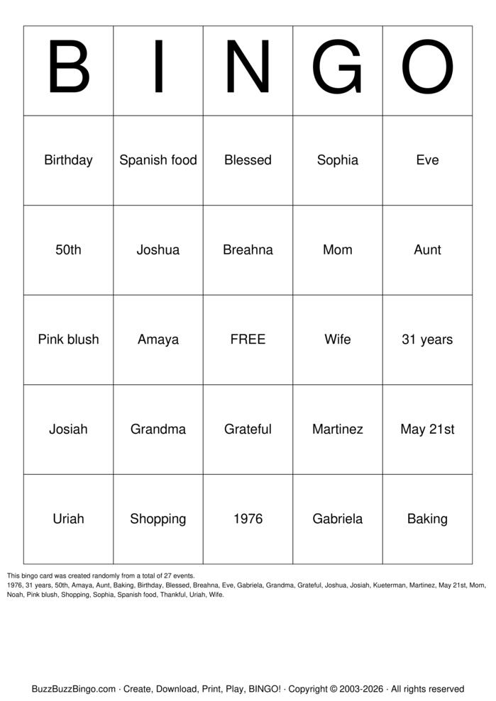 Download Free 50th Birthday Bingo Cards Download Free 50th Birthday Bingo Cards