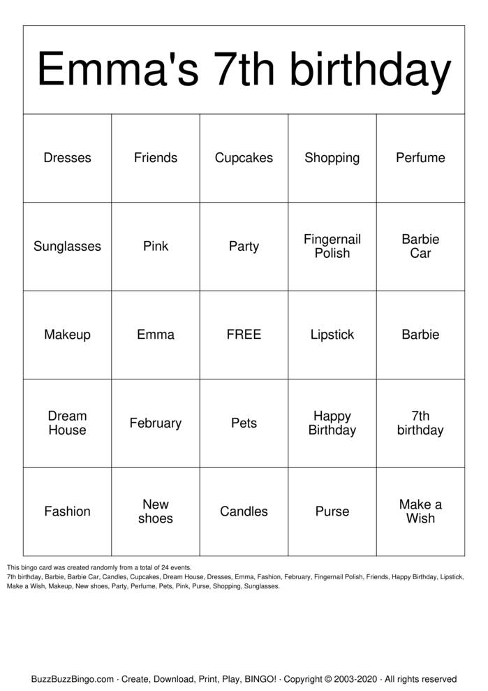 Barbie Bingo Cards to Download, Print and Customize!