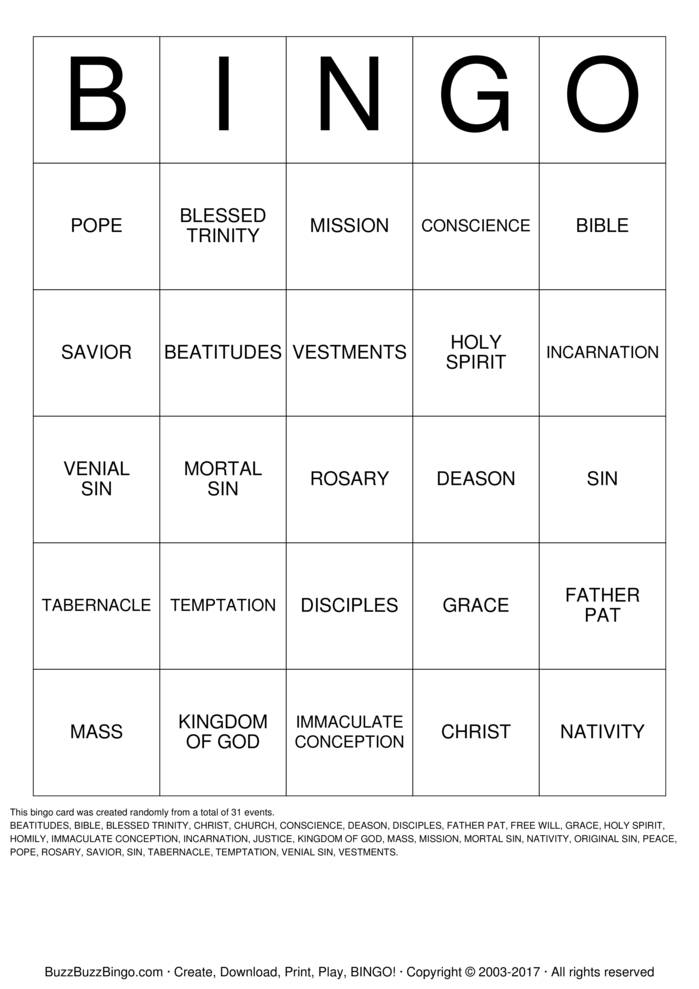 Download Free Custom Bingo Cards