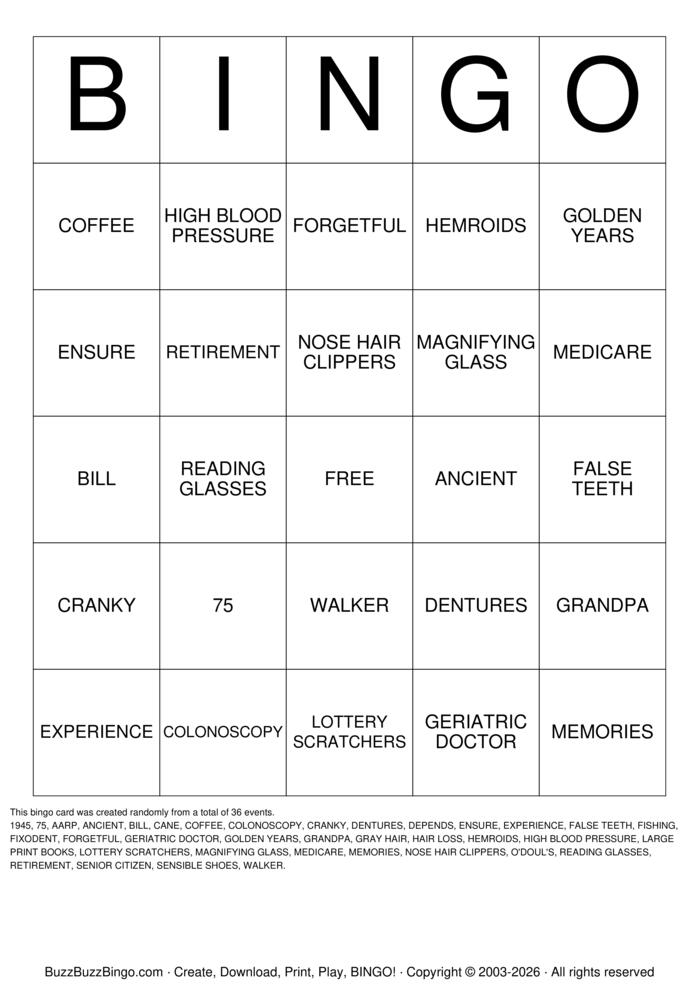 Download Free Happy 75th Birthday Bingo Cards