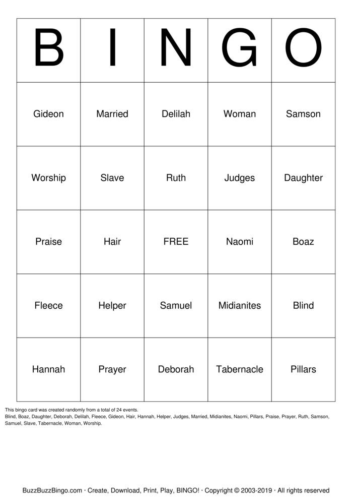 Download Free JUDGE Bingo Cards Download Free JUDGE Bingo Cards