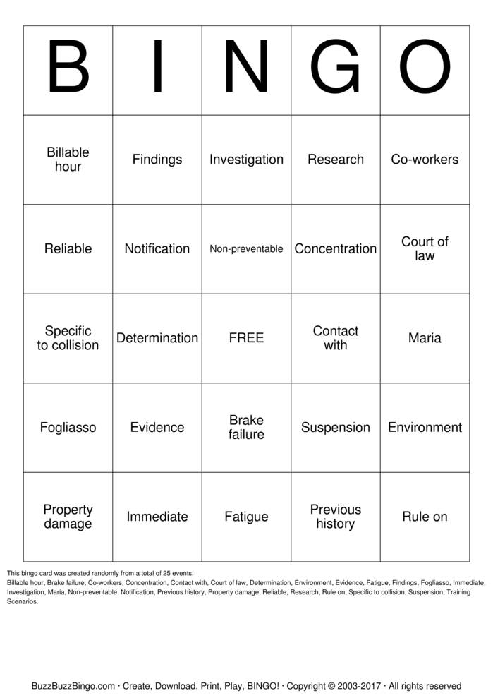 Law firm bingo Bingo Cards to Download, Print and Customize!