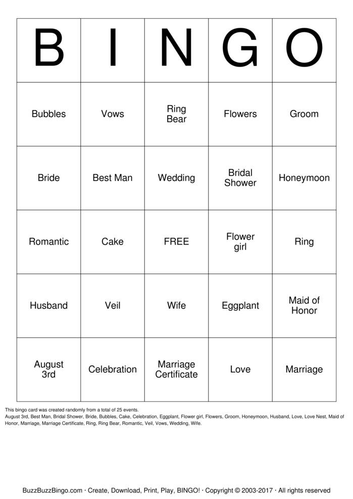 Download Free Lety's Lingerie Shower Bingo Cards