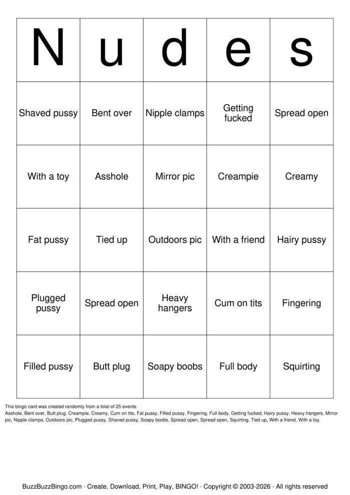 Download Free Nude Bingo Bingo Cards Download Free Nude Bingo Bingo Cards