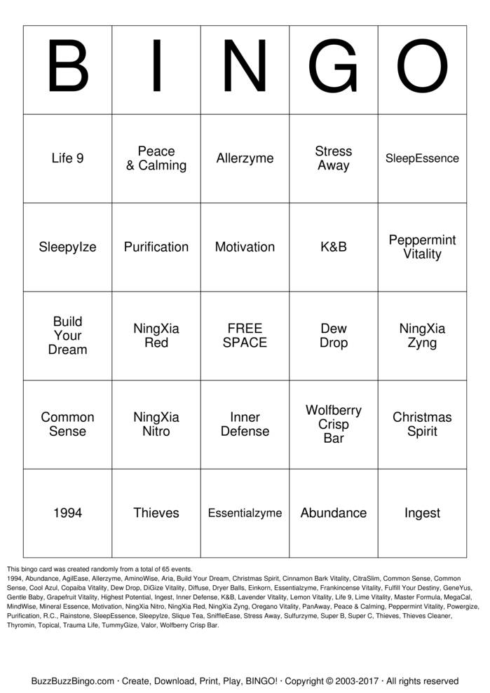 Download Free Oily Bingo Bingo Cards
