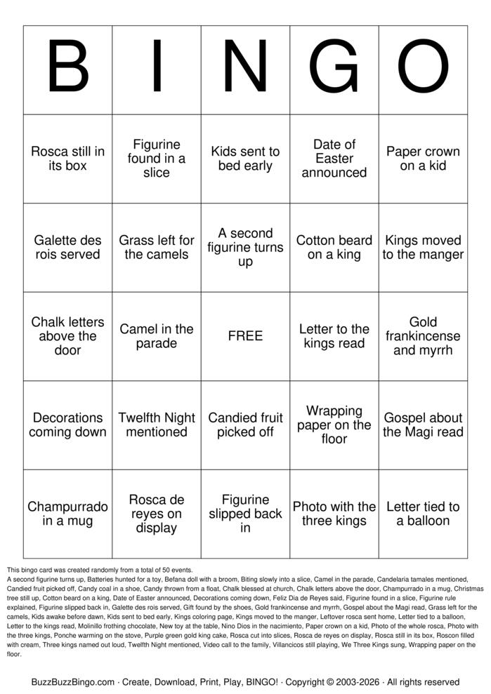 Download Free Three Kings Day / Epiphany Bingo Cards Download Free Three Kings Day / Epiphany Bingo Cards