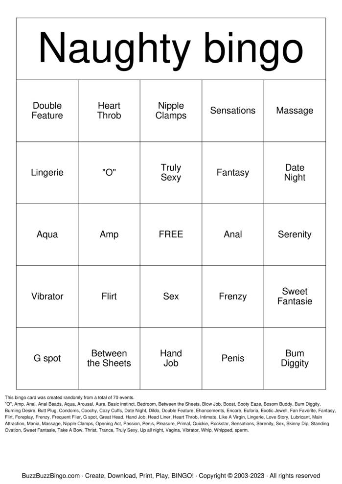 Download Free naughty bingo Bingo Cards