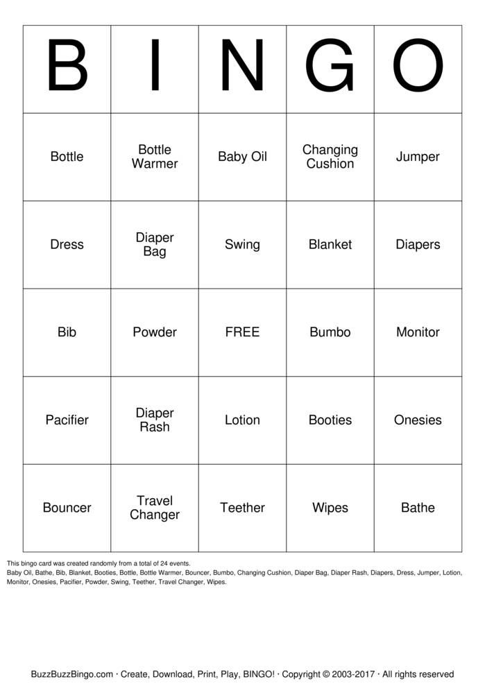 Download Free Baby Shower Bingo Cards Download Free Baby Shower Bingo Cards