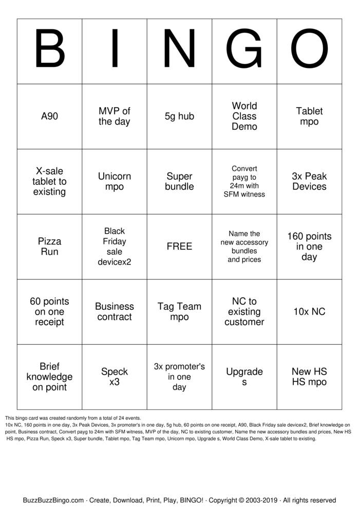 Download Free Black Friday Weekend Bingo Bingo Cards