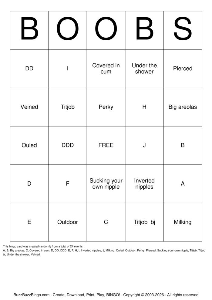 Download Free Boobs Bingo Cards Download Free Boobs Bingo Cards
