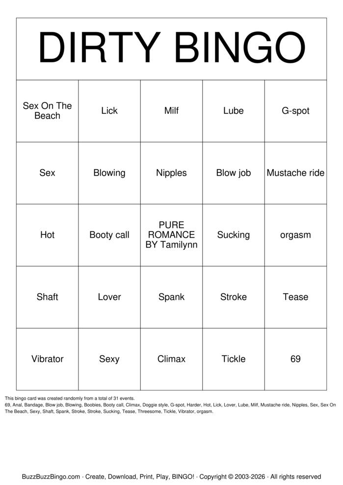 Download Free DIRTY BINGO Bingo Cards Download Free DIRTY BINGO Bingo Cards